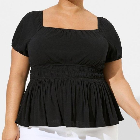 ❤️NWT VINTAGE TORRID TOP - WASHABLE CRINKLE GAUZE - PEPLUM CORSET BACK PLUS SIZE - Picture 10 of 14